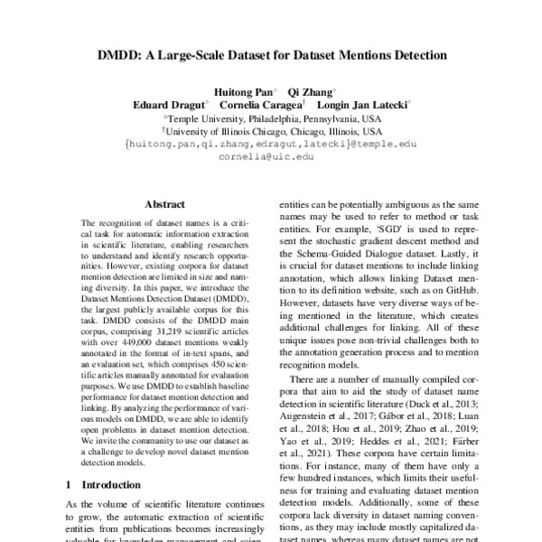 DMDD: A Large-Scale Dataset for Dataset Mentions Detection - ACL Anthology