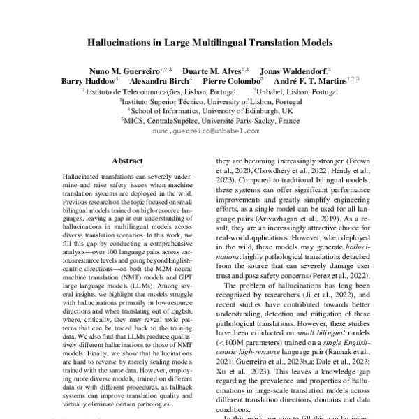 Hallucinations in Large Multilingual Translation Models - ACL Anthology