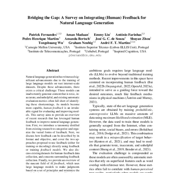 Bridging the Gap: A Survey on Integrating (Human) Feedback for Natural ...