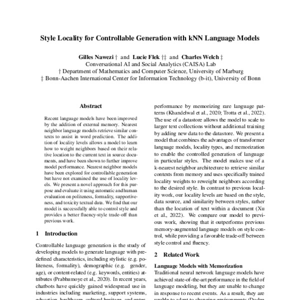 Style Locality for Controllable Generation with kNN Language Models ...