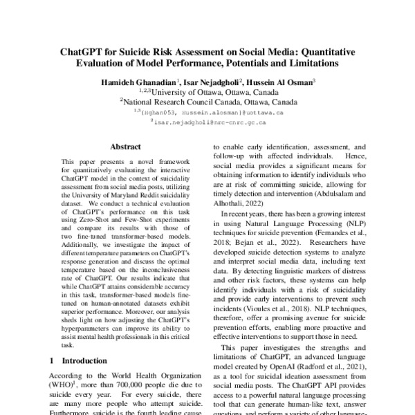 ChatGPT for Suicide Risk Assessment on Social Media: Quantitative ...