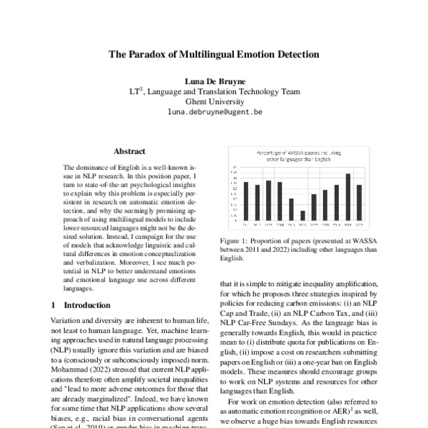 The Paradox of Multilingual Emotion Detection - ACL Anthology