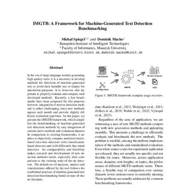 IMGTB: A Framework for Machine-Generated Text Detection Benchmarking ...