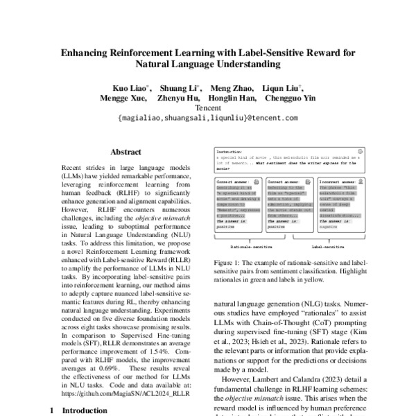 Enhancing Reinforcement Learning with Label-Sensitive Reward for ...