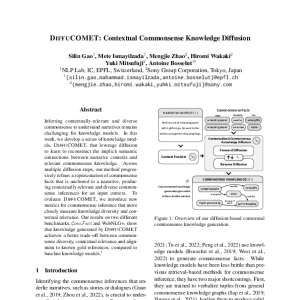 DiffuCOMET: Contextual Commonsense Knowledge Diffusion - ACL Anthology