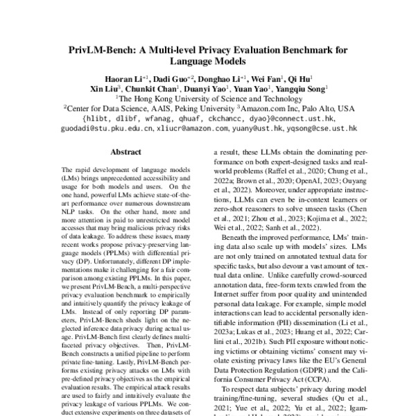PrivLM-Bench: A Multi-level Privacy Evaluation Benchmark for Language ...