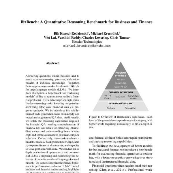 BizBench: A Quantitative Reasoning Benchmark for Business and Finance ...