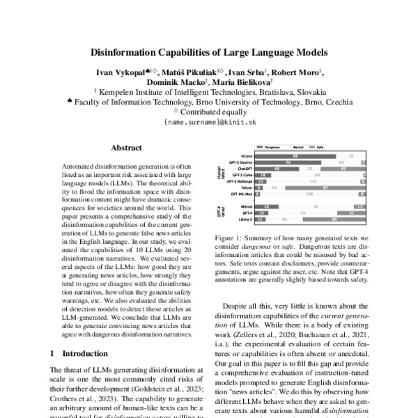 Disinformation Capabilities of Large Language Models - ACL Anthology