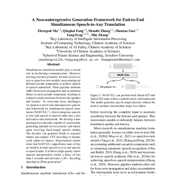 A Non-autoregressive Generation Framework for End-to-End Simultaneous ...