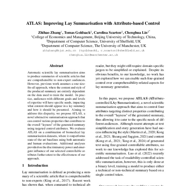 ATLAS: Improving Lay Summarisation with Attribute-based Control - ACL ...