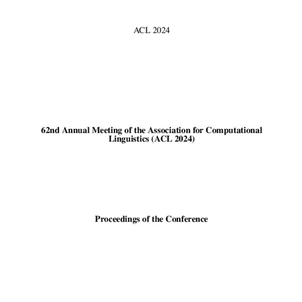 Proceedings of the 62nd Annual Meeting of the Association for