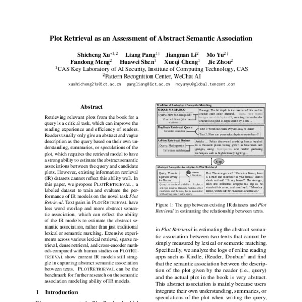 Plot Retrieval as an Assessment of Abstract Semantic Association - ACL ...