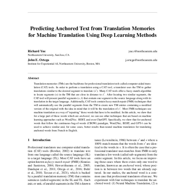 Predicting Anchored Text from Translation Memories for Machine ...