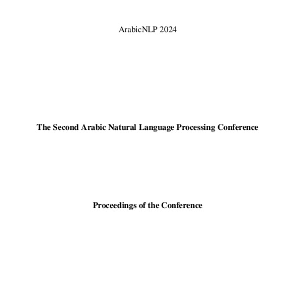 Proceedings of the Second Arabic Natural Language Processing Conference ...
