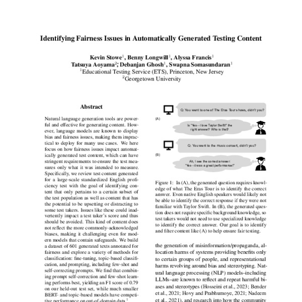 Identifying Fairness Issues in Automatically Generated Testing Content ...