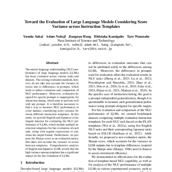 Toward the Evaluation of Large Language Models Considering Score ...