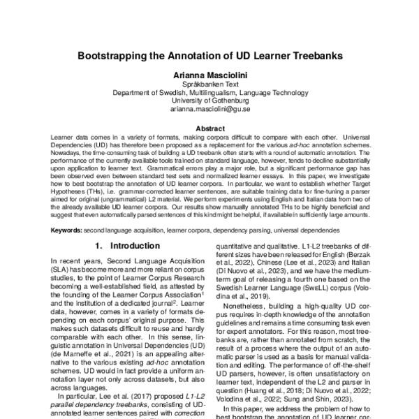 Bootstrapping the Annotation of UD Learner Treebanks - ACL Anthology