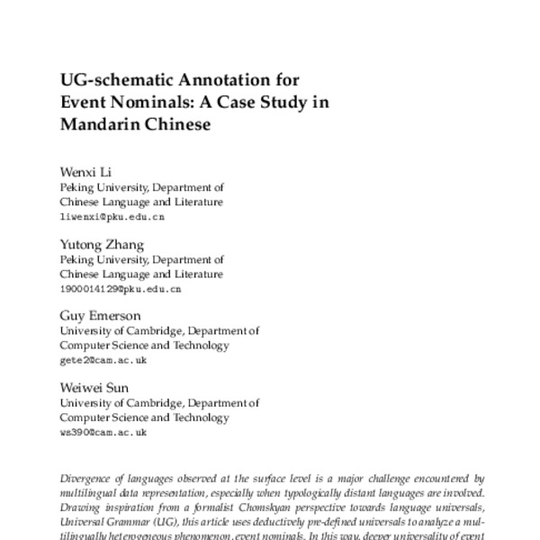 UG-schematic Annotation for Event Nominals: A Case Study in Mandarin ...