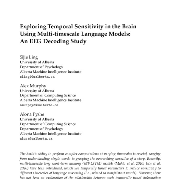 Exploring Temporal Sensitivity in the Brain Using Multi-timescale ...