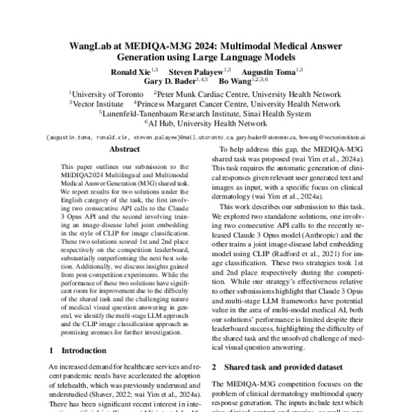 WangLab at MEDIQA-M3G 2024: Multimodal Medical Answer Generation using ...