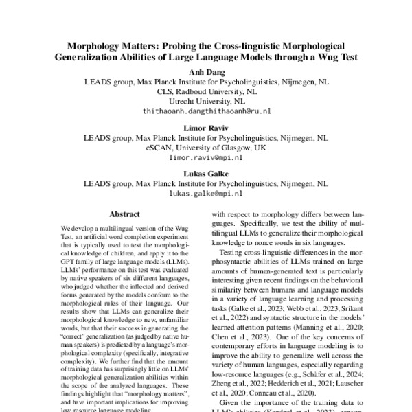 Morphology Matters: Probing the Cross-linguistic Morphological ...
