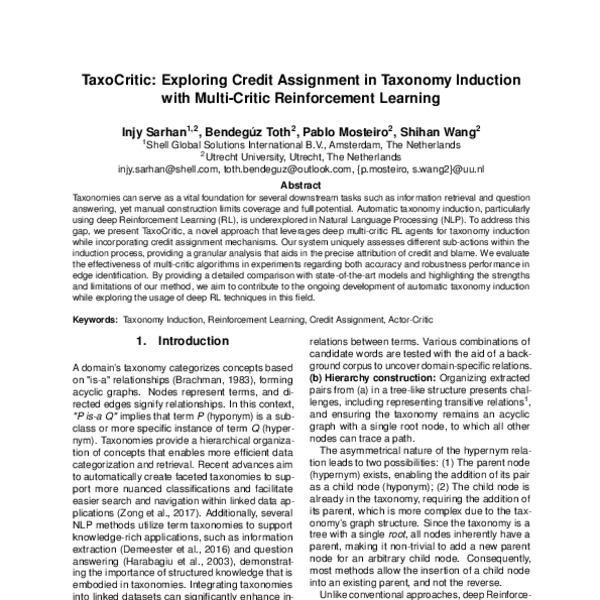 TaxoCritic: Exploring Credit Assignment in Taxonomy Induction with ...