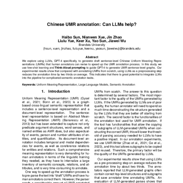 Chinese UMR annotation: Can LLMs help? - ACL Anthology