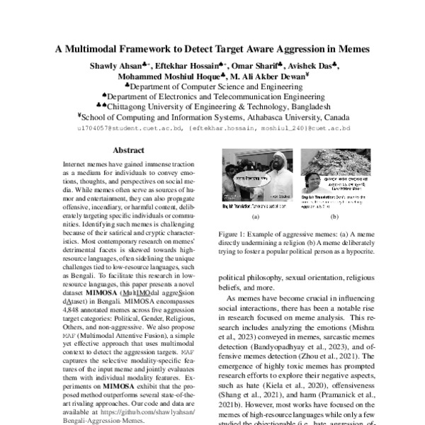 A Multimodal Framework to Detect Target Aware Aggression in Memes - ACL ...