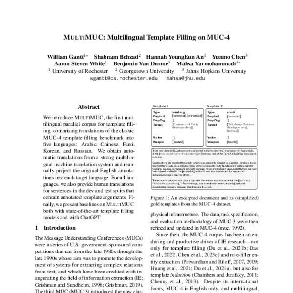 MultiMUC Multilingual Template Filling on MUC4 ACL Anthology