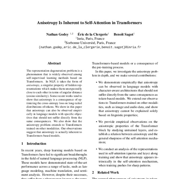 Anisotropy Is Inherent to Self-Attention in Transformers - ACL Anthology