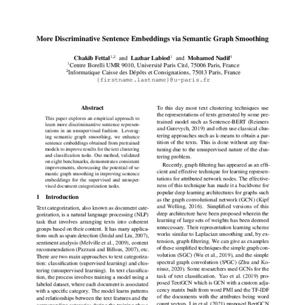 More Discriminative Sentence Embeddings via Semantic Graph Smoothing