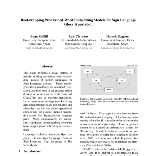 Bootstrapping Pre-trained Word Embedding Models for Sign Language Gloss ...