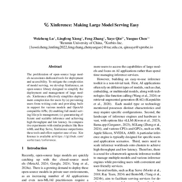 Xinference Making Large Model Serving Easy ACL Anthology