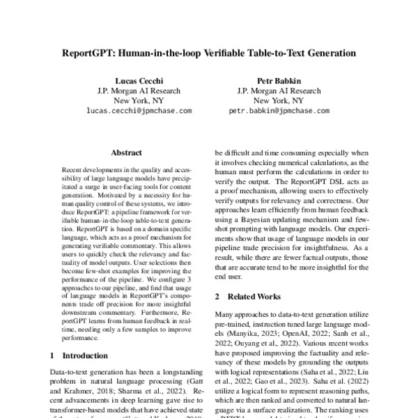 ReportGPT: Human-in-the-loop Verifiable Table-to-Text Generation - ACL ...