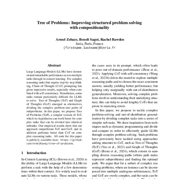 Tree of Problems: Improving structured problem solving with ...