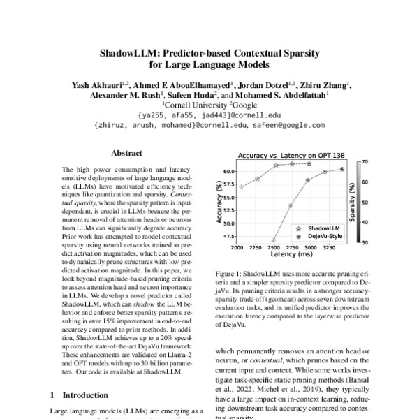 ShadowLLM: Predictor-based Contextual Sparsity for Large Language ...