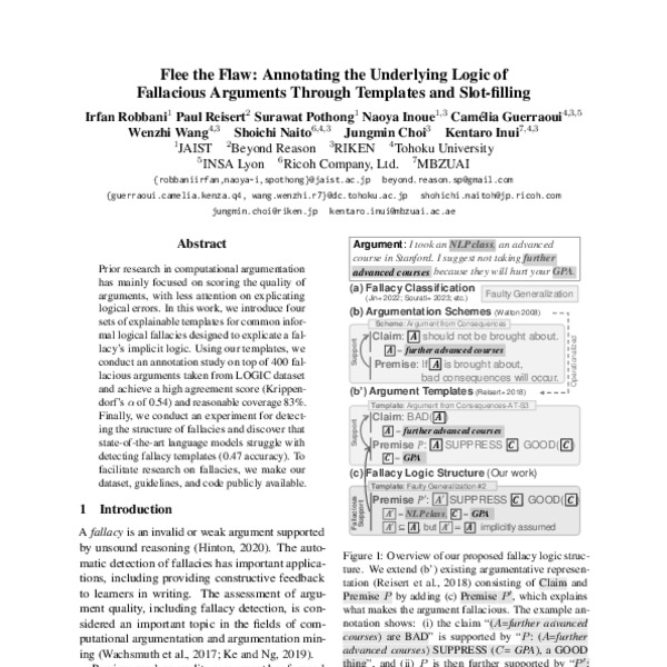 Flee the Flaw: Annotating the Underlying Logic of Fallacious Arguments ...