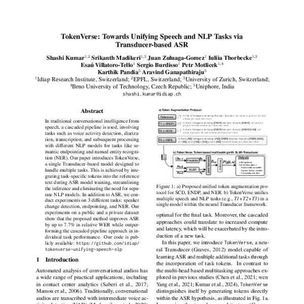 TokenVerse: Towards Unifying Speech and NLP Tasks via Transducer-based ...