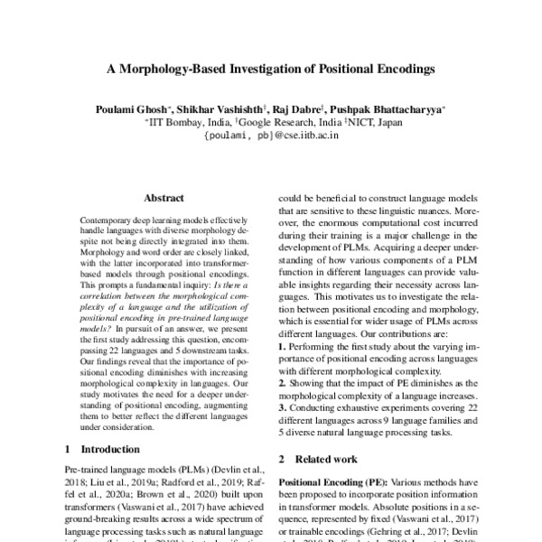 A Morphology-Based Investigation of Positional Encodings - ACL Anthology