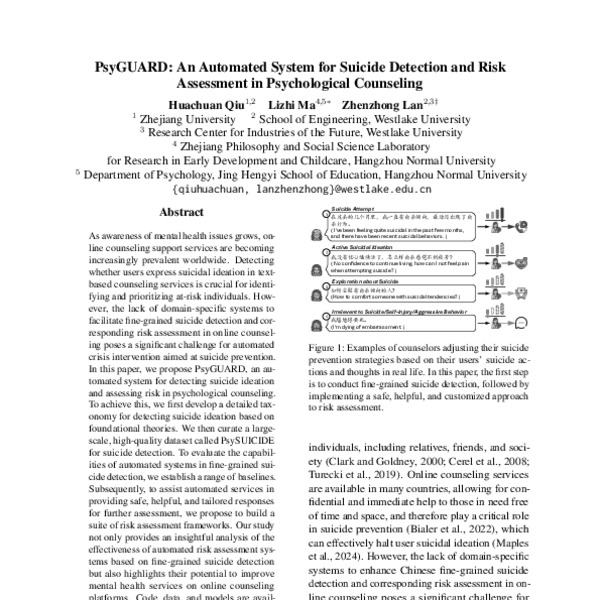 PsyGUARD: An Automated System for Suicide Detection and Risk Assessment ...