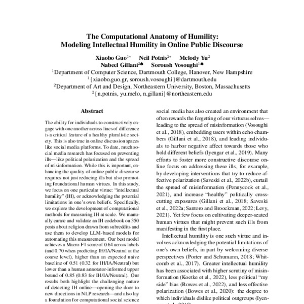 The Computational Anatomy of Humility: Modeling Intellectual Humility ...