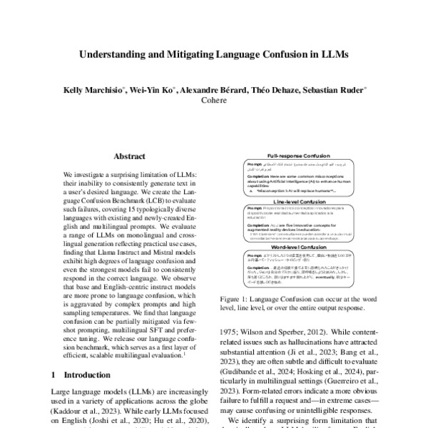 Understanding and Mitigating Language Confusion in LLMs - ACL Anthology