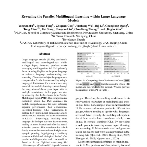 Revealing the Parallel Multilingual Learning within Large Language ...