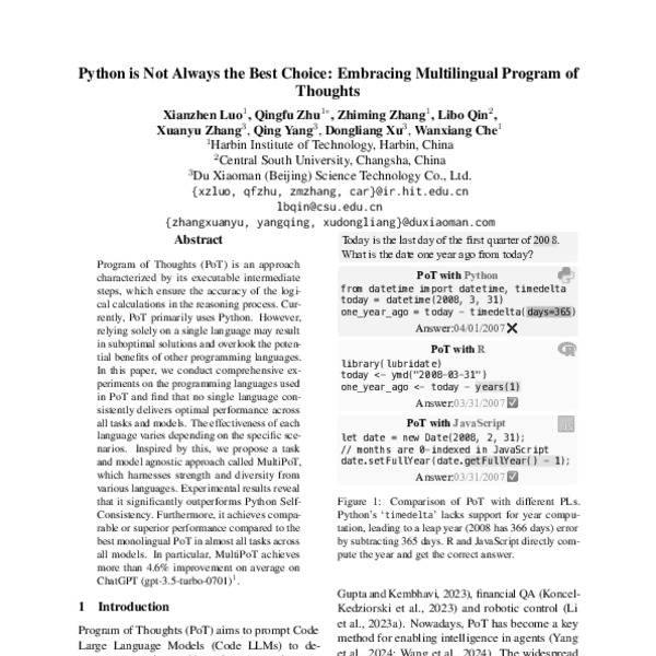 Python is Not Always the Best Choice: Embracing Multilingual Program of ...