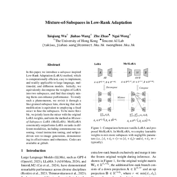Mixture-of-Subspaces in Low-Rank Adaptation - ACL Anthology