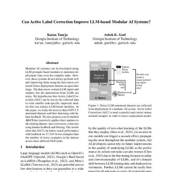 Can Active Label Correction Improve LLM-based Modular AI Systems? - ACL ...