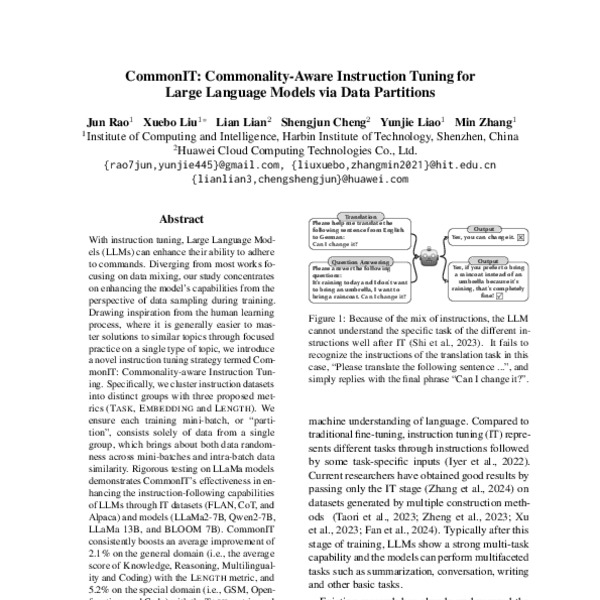 CommonIT: Commonality-Aware Instruction Tuning for Large Language ...