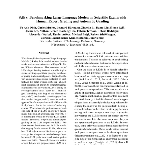 SciEx: Benchmarking Large Language Models on Scientific Exams with ...