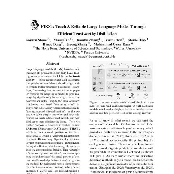 FIRST: Teach A Reliable Large Language Model Through Efficient ...