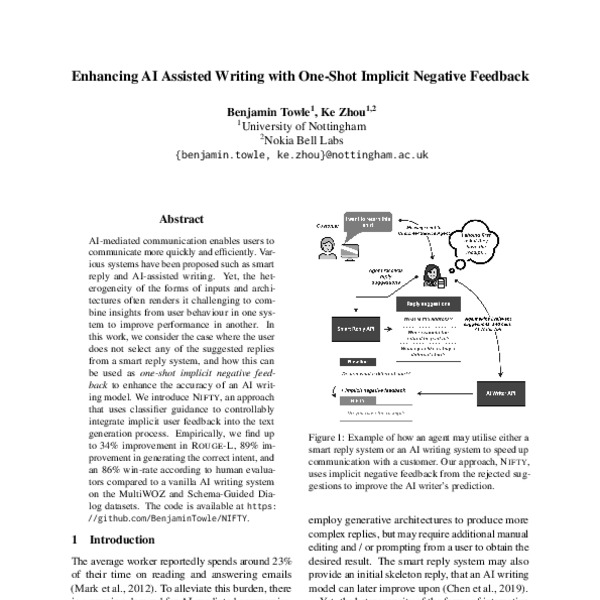Enhancing AI Assisted Writing with One-Shot Implicit Negative Feedback ...